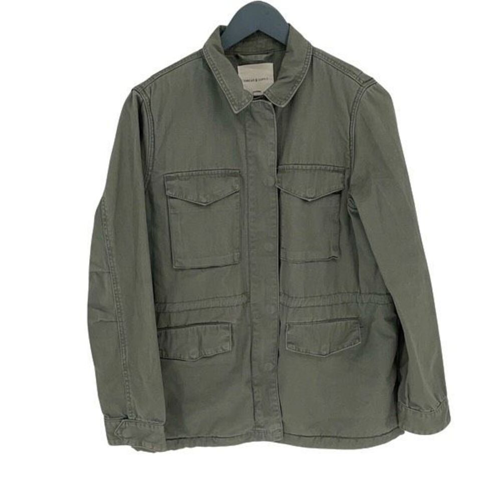 Thread & Supply Womens Collared Utility Jacket‎ Army Green Size Small